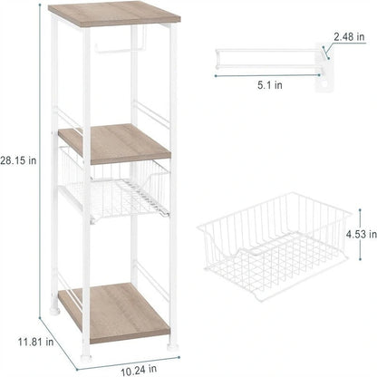Bathroom Storage Cabinet Freestanding Bathroom Shelf with Drawer - 11D x 10W x 27.99H
