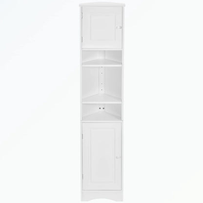 Tall Bathroom Storage Cabinet with Two Doors and Adjustable Shelves