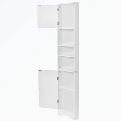 Tall Bathroom Storage Cabinet with Two Doors and Adjustable Shelves
