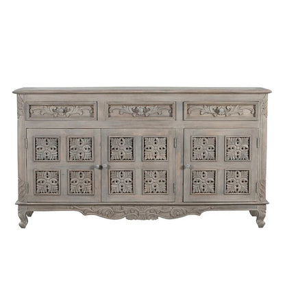 Clara 3-drawer 3-door Carved Solid Wood Sideboard