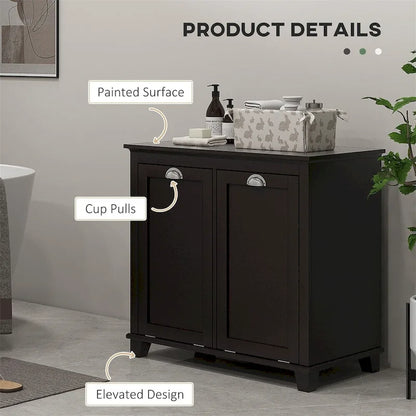 Dual Tilt out Laundry Hamper Cabinet,Bathroom Storage Cabinet w/Hamper