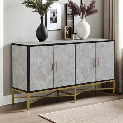 Distinctive Features of A Four-Door Sideboard with Metal and Cross-Leg Design,Suitable for Living Rooms