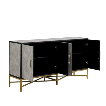 Distinctive Features of A Four-Door Sideboard with Metal and Cross-Leg Design,Suitable for Living Rooms