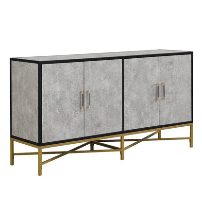 Distinctive Features of A Four-Door Sideboard with Metal and Cross-Leg Design,Suitable for Living Rooms