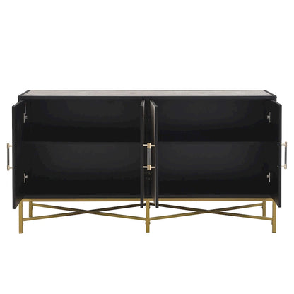 Distinctive Features of A Four-Door Sideboard with Metal and Cross-Leg Design,Suitable for Living Rooms