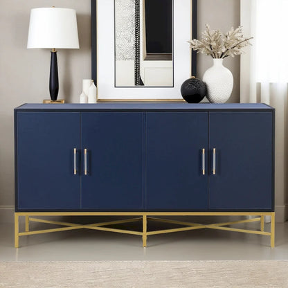 Distinctive Features of A Four-Door Sideboard with Metal and Cross-Leg Design,Suitable for Living Rooms