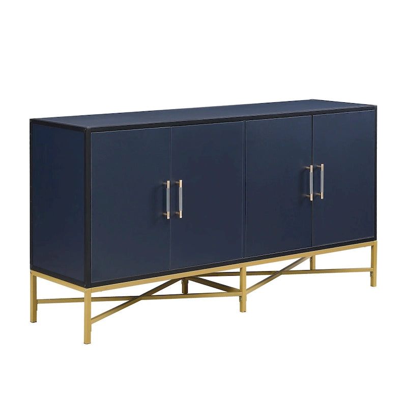 Distinctive Features of A Four-Door Sideboard with Metal and Cross-Leg Design,Suitable for Living Rooms