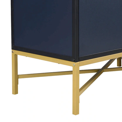 Distinctive Features of A Four-Door Sideboard with Metal and Cross-Leg Design,Suitable for Living Rooms