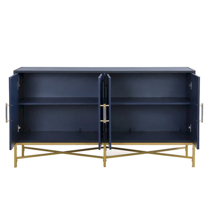 Distinctive Features of A Four-Door Sideboard with Metal and Cross-Leg Design,Suitable for Living Rooms