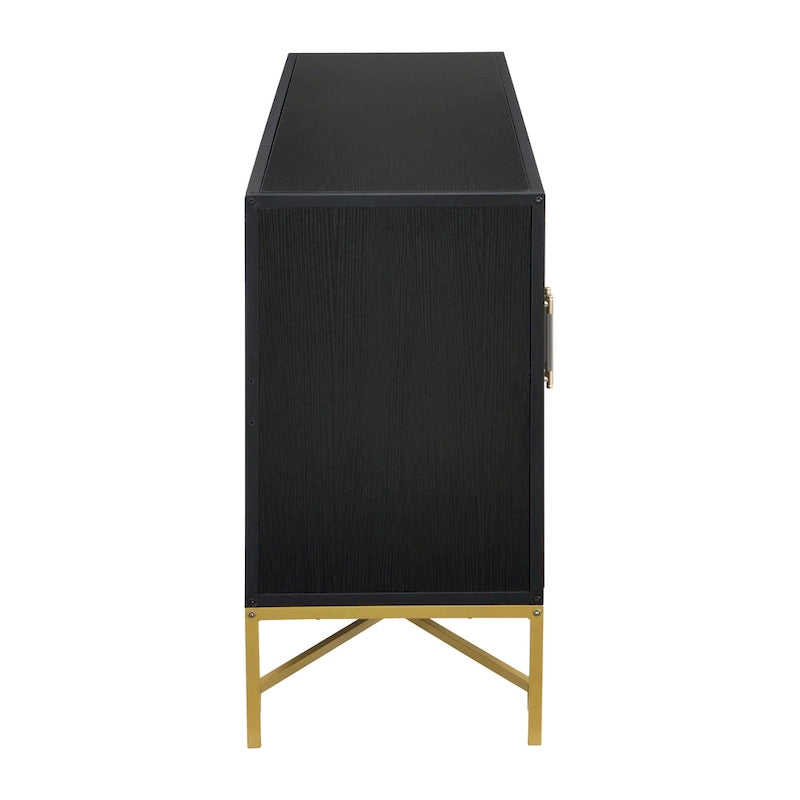 Distinctive Features of A Four-Door Sideboard with Metal and Cross-Leg Design,Suitable for Living Rooms