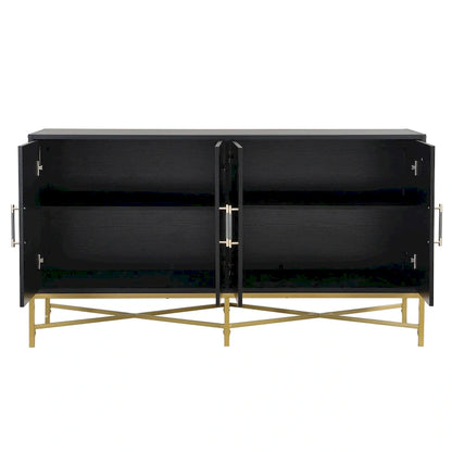 Distinctive Features of A Four-Door Sideboard with Metal and Cross-Leg Design,Suitable for Living Rooms