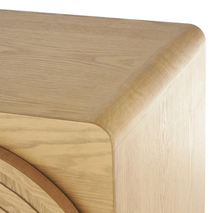 Wooden Geometric Art Deco Inspired Carved Arch 2 Door Room Cabinet with Gold Ring Handles - Brown - Roche River Decor