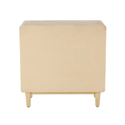 Wooden Geometric Art Deco Inspired Carved Arch 2 Door Room Cabinet with Gold Ring Handles - Brown - Roche River Decor