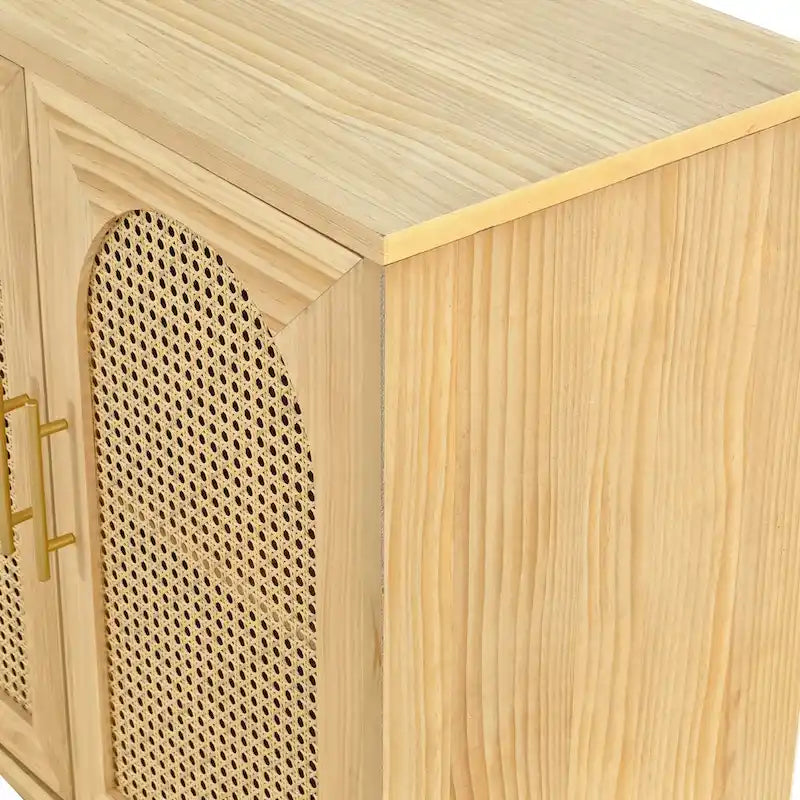 4-Door Cabinet with Rattan Doors