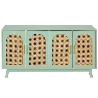 4-Door Cabinet with Rattan Doors