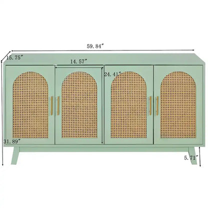 4-Door Cabinet with Rattan Doors