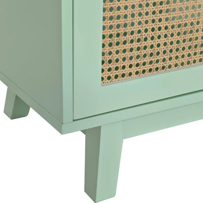 4-Door Cabinet with Rattan Doors