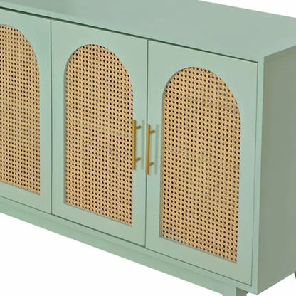 4-Door Cabinet with Rattan Doors