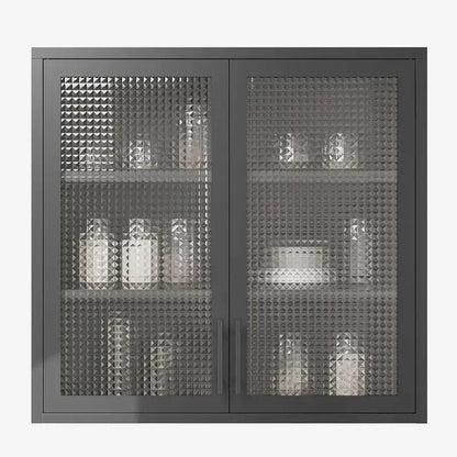 Wall Mounted Cabinet Table-Top Storage Cabinet with Hazy Glass Doors and 2 Adjustable Shelves for Living Room
