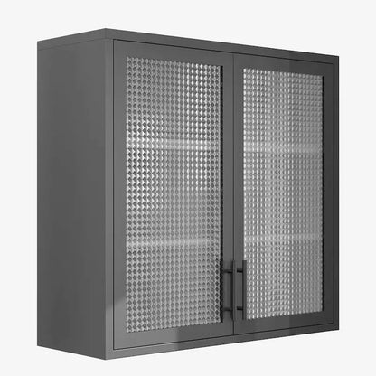 Wall Mounted Cabinet Table-Top Storage Cabinet with Hazy Glass Doors and 2 Adjustable Shelves for Living Room