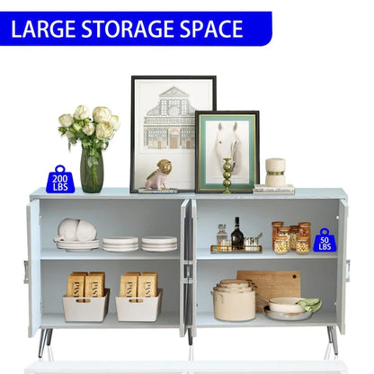 Modern Lacquered 4 Door Wooden Cabinet Sideboard Buffet Server Cabinet Storage Cabinet, for Living Room