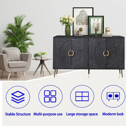 Modern Lacquered 4 Door Wooden Cabinet Sideboard Buffet Server Cabinet Storage Cabinet, for Living Room