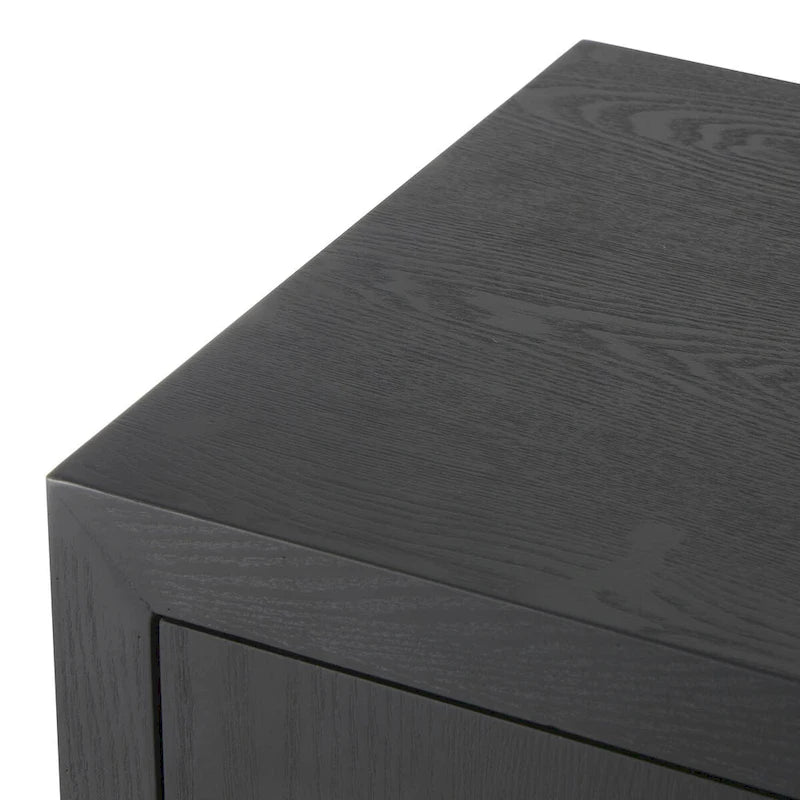 Wooden Geometric Art Deco Inspired Carved Arch 2 Door Room Cabinet with Gold Knobs - Black - Roche River Decor