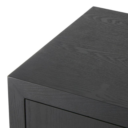 Wooden Geometric Art Deco Inspired Carved Arch 2 Door Room Cabinet with Gold Knobs - Black - Roche River Decor