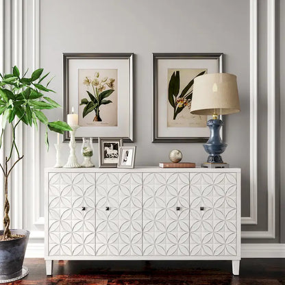 4 Door Wooden Cabinet Sideboard for Living Room