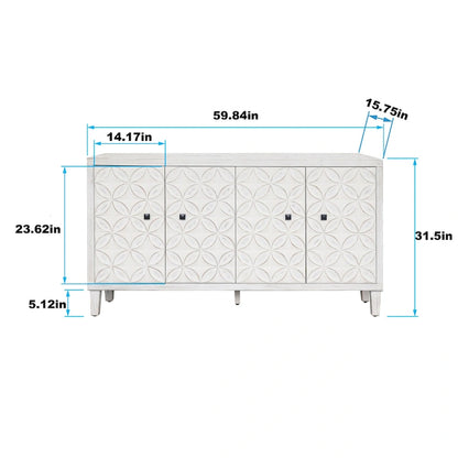 4 Door Wooden Cabinet Sideboard for Living Room